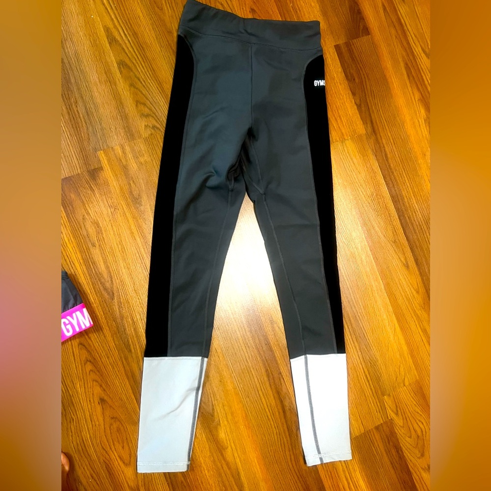 Gymshark Black, Gray and White Long 38” Leggings